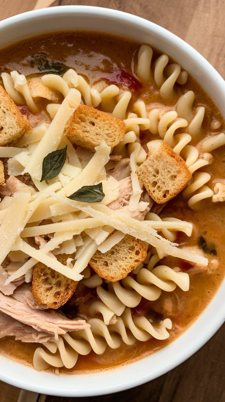Crockpot Chicken Parmesan Soup