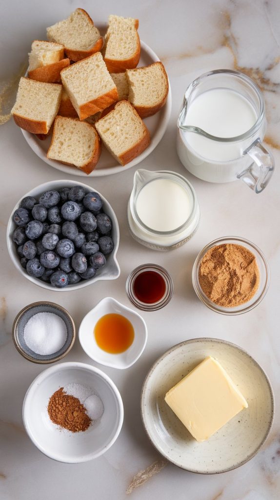 ingredients for Slow Cooker Blueberry French Toast