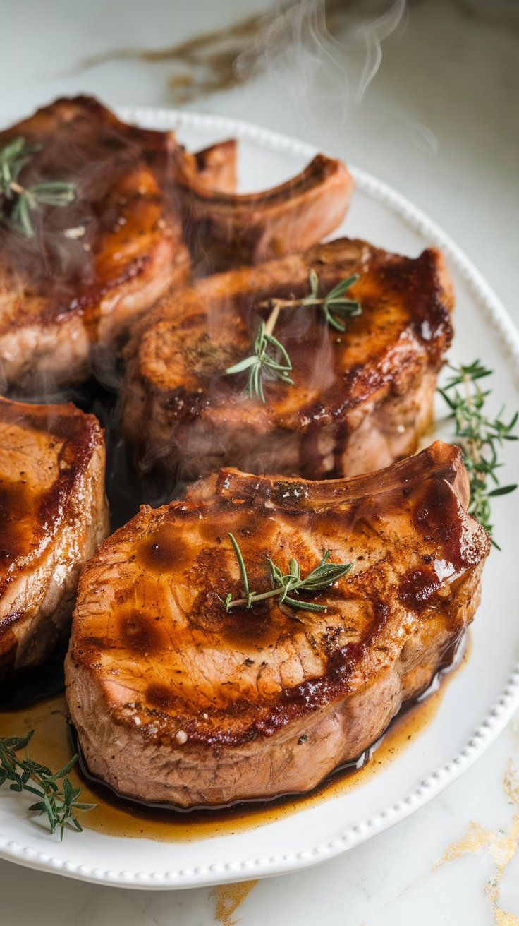 Crockpot Balsamic Glazed Pork Chops