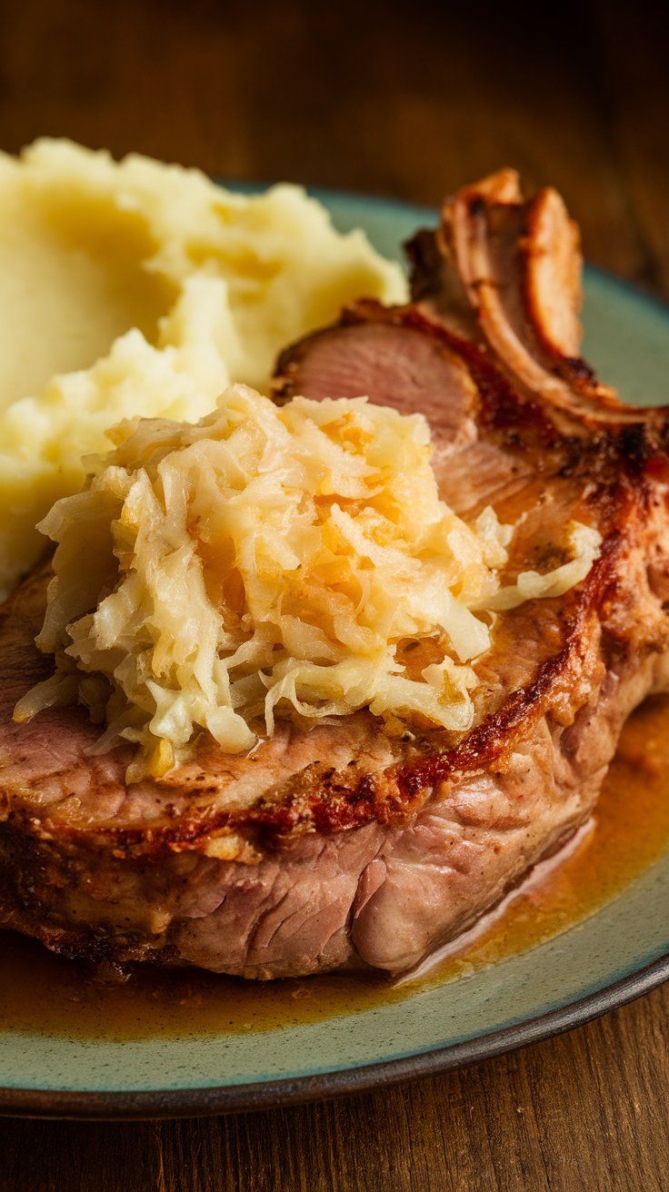 Crockpot Pork Chops with Sauerkraut