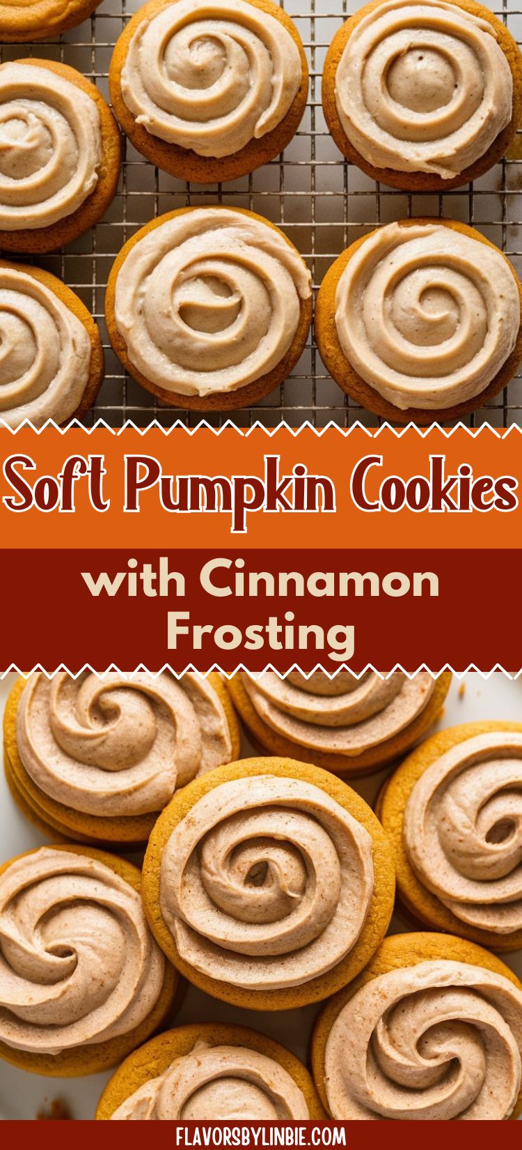 Soft Pumpkin Cookies with Cinnamon Frosting