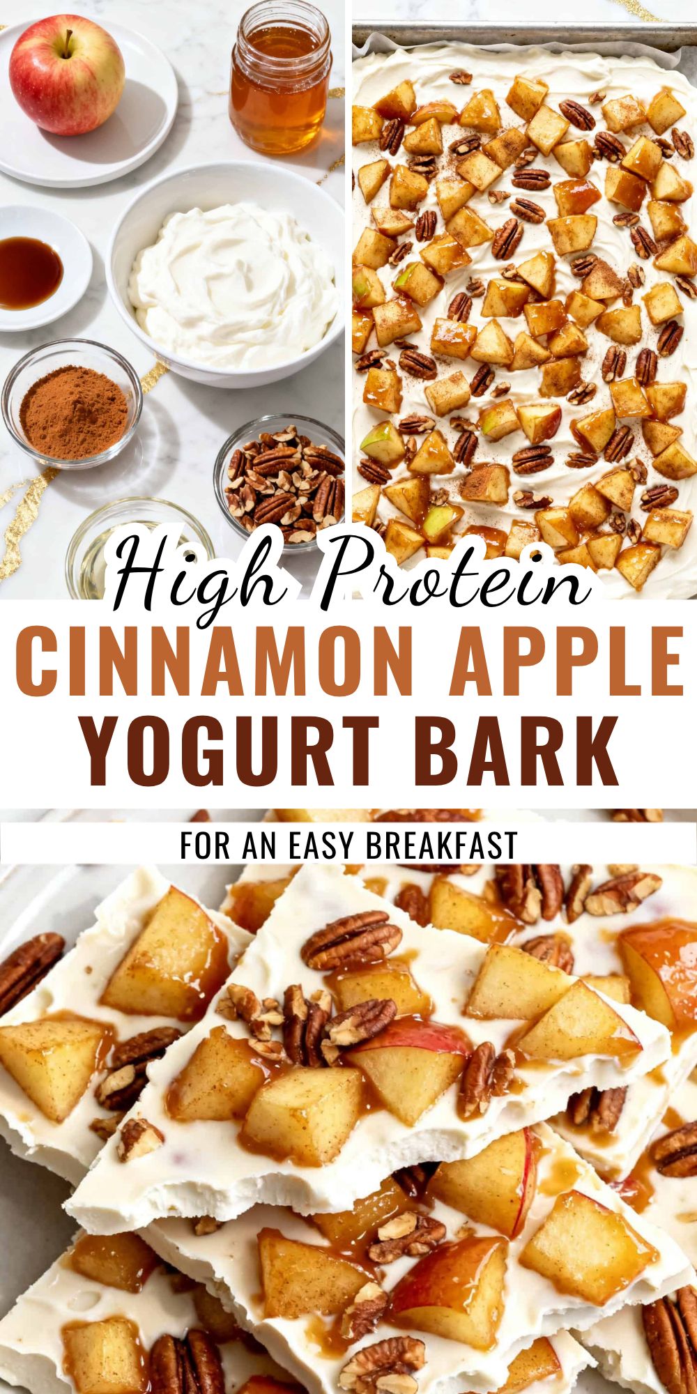 High Protein Cinnamon Apple Yogurt Bark