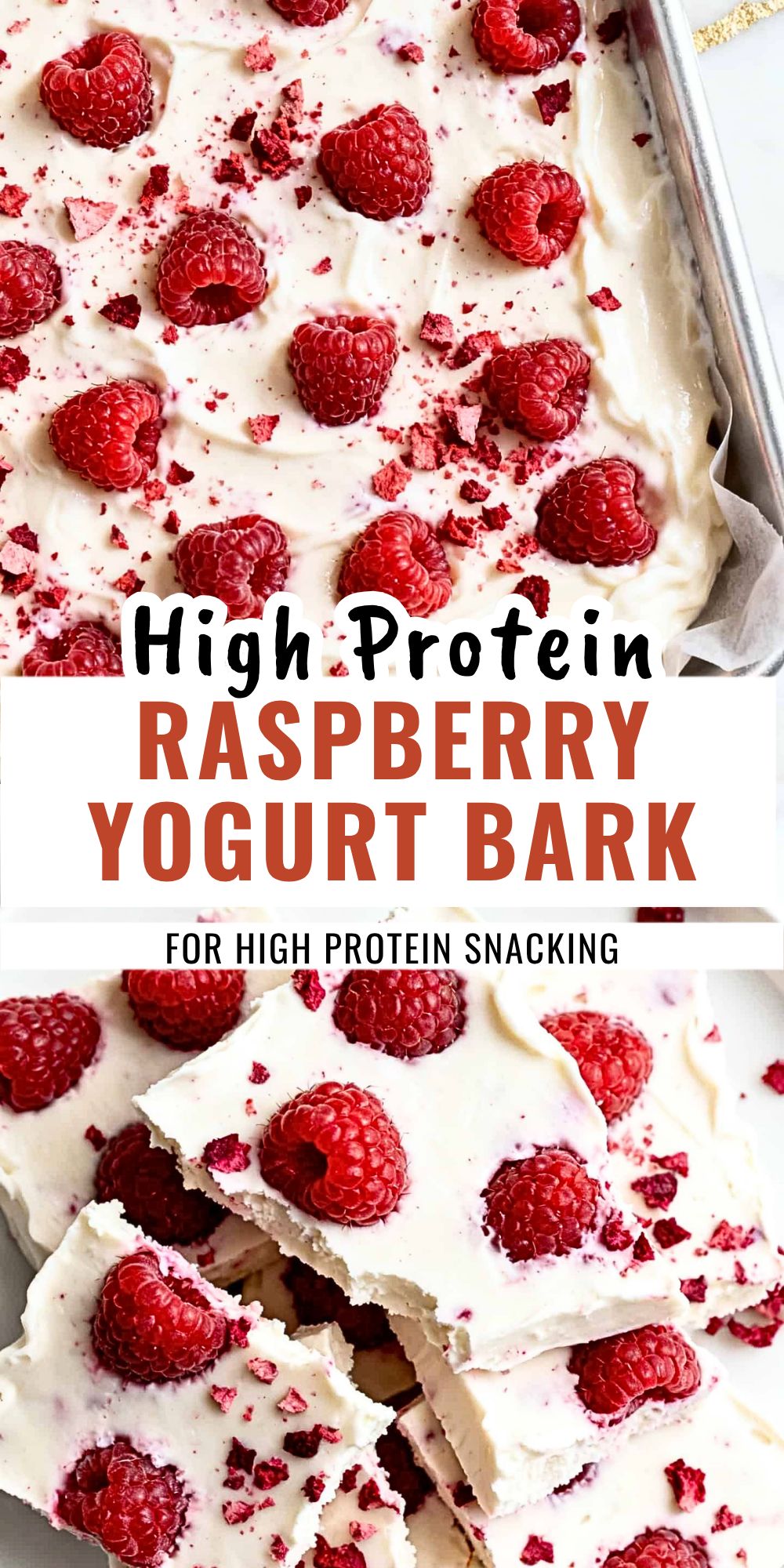 High Protein Raspberry Yogurt Bark