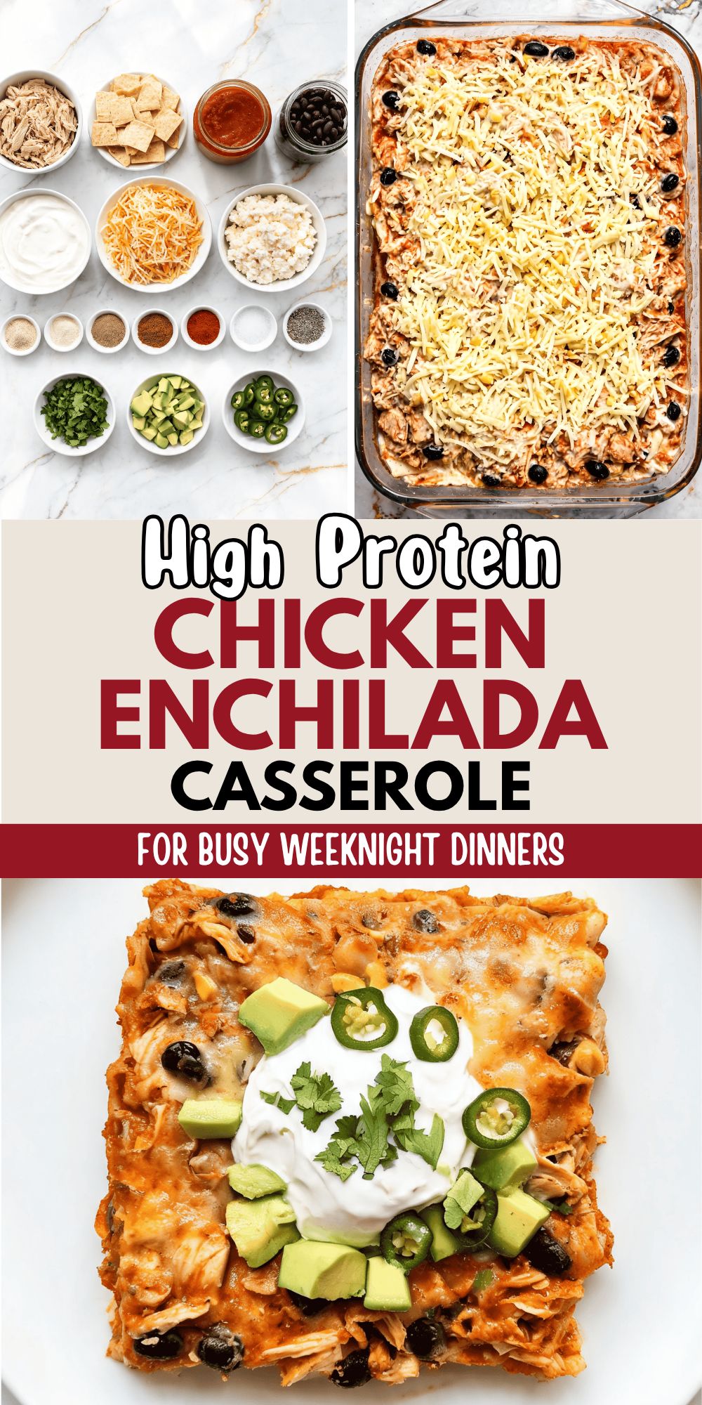 High Protein Chicken Enchilada Casserole