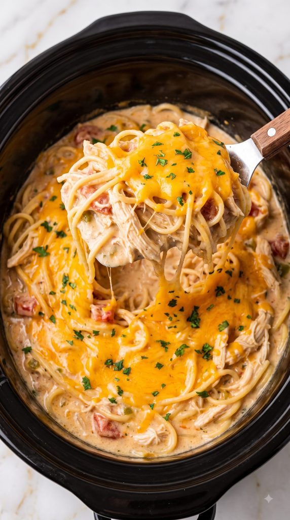 Crockpot Chicken Spaghetti