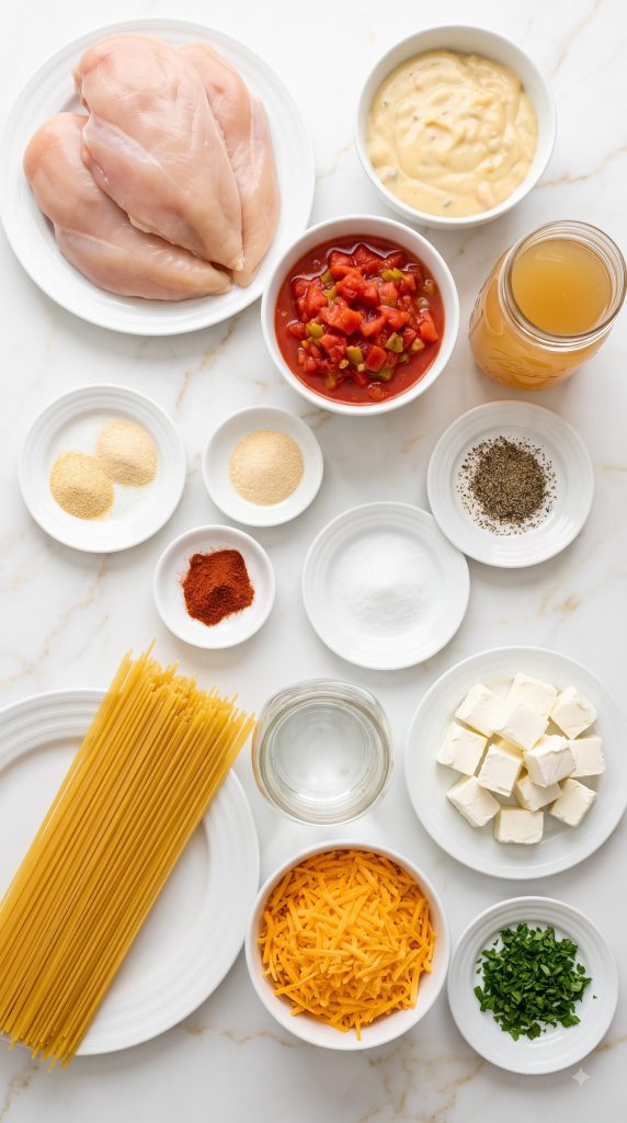 Ingredients for Crockpot Chicken Spaghetti