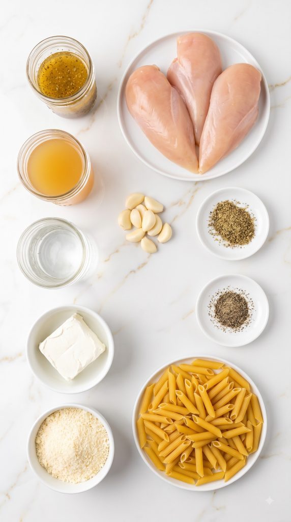 Ingredients for Crockpot Italian Chicken Pasta