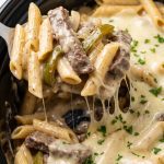 Crockpot Philly Cheese Steak Pasta