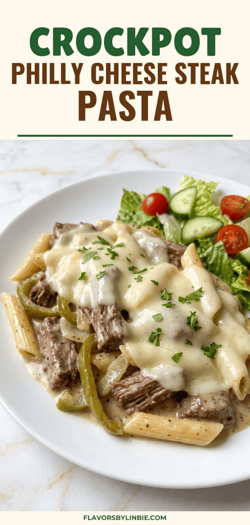 Crockpot Philly Cheese Steak Pasta