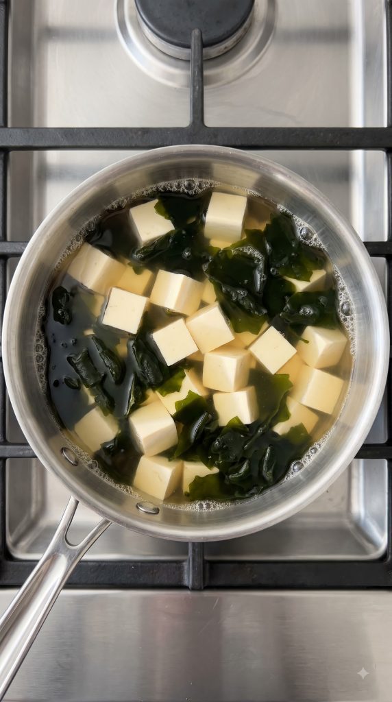 Step 2: Warm the Tofu and Wakame