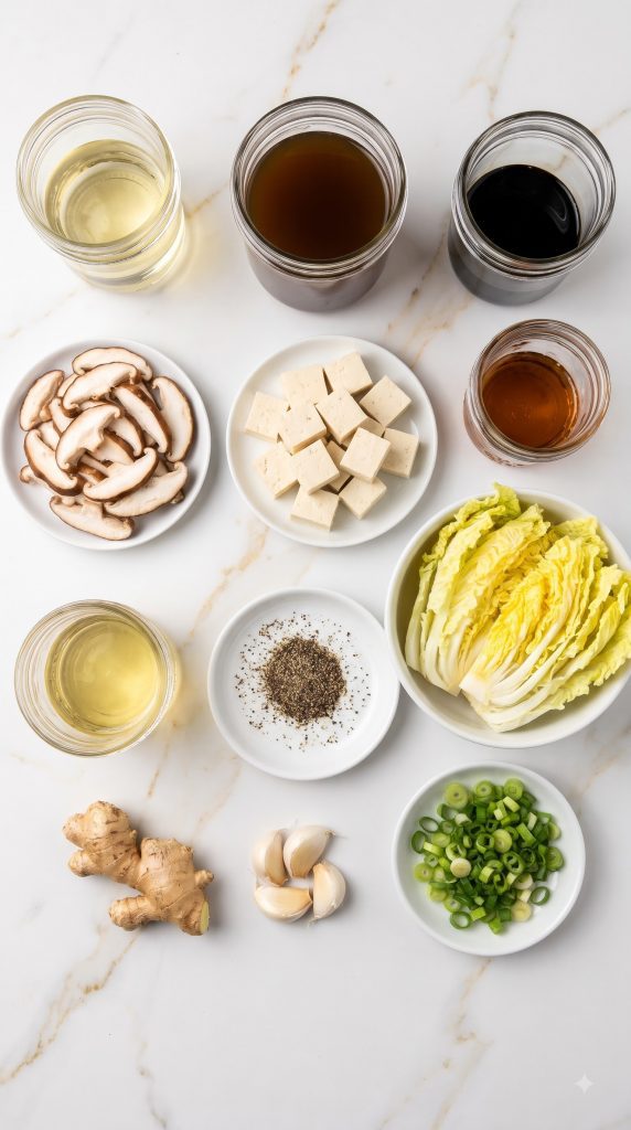 Ingredients for Napa Cabbage Tofu Soup