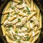 Slow Cooker Pesto Mozzarella Chicken Pasta