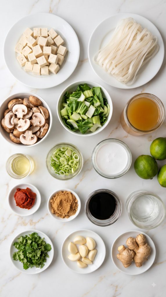 Ingredients for Thai Noodle Soup with Tofu