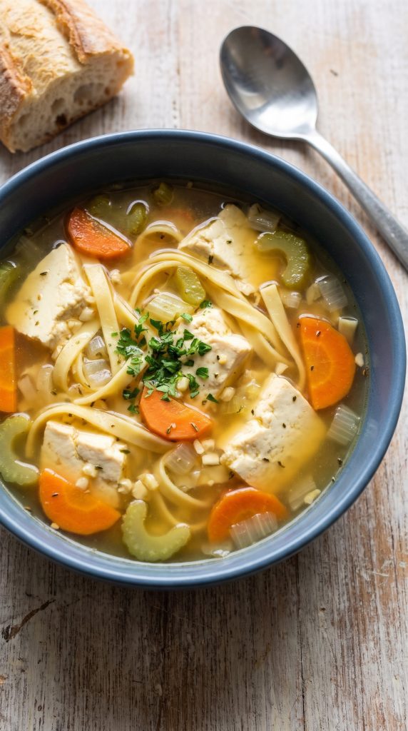 Tofu &ldquo;Chicken&rdquo; Noodle Soup