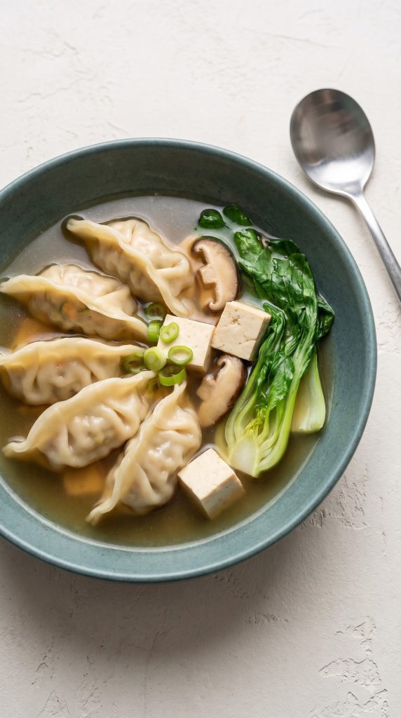 Vegan Dumpling Soup with Tofu